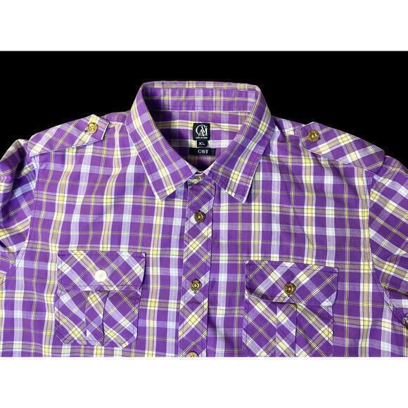 CAVI Product of Great Taste Long Sleeve Button Up Purple‎ Plaid Shirt Size XL - Picture 8 of 16